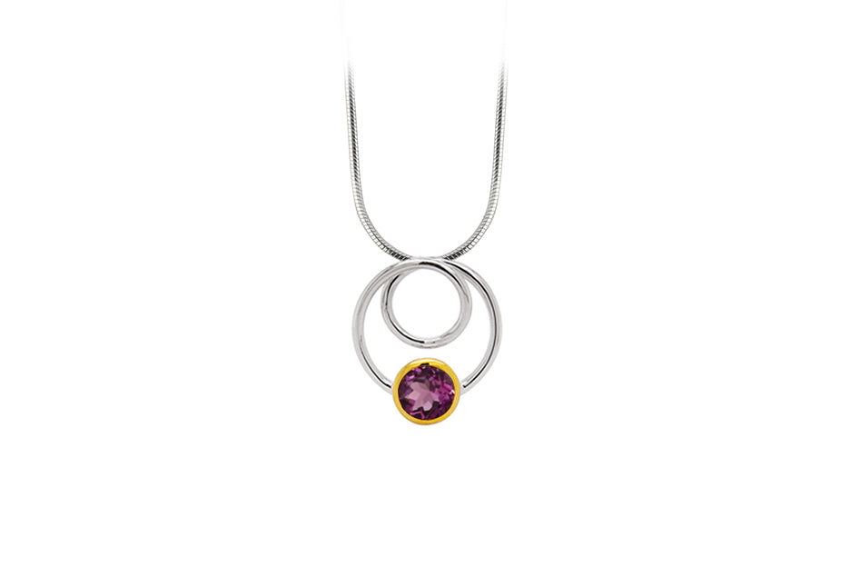 Citrine and London Blue Topaz pendant in sterling silver - view 8
