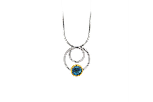 Gemstone Circle Pendant P7774Pg - P7774 LONDON BLUE TOPAZ - Pendant