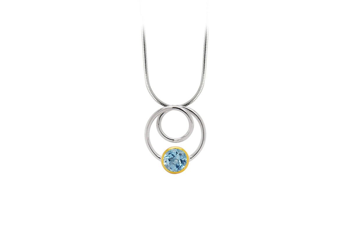 Citrine and London Blue Topaz pendant in sterling silver - view 9