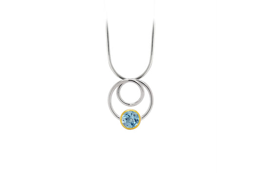 Gemstone Circle Pendant P7774Pg - P7774 SKY BLUE TOPAZ - Pendant