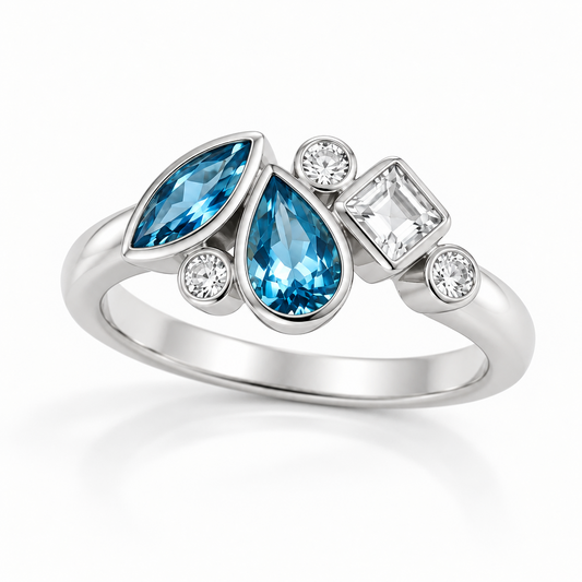 Multi Gemstone Ring in 925 Sterling Silver