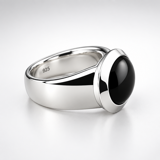 Black Onyx and Carnelian ring in sterling silver by Joryel Vera, style R4726