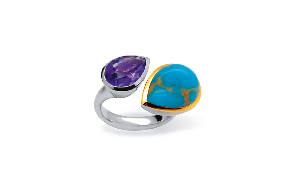 Amethyst and Citrine ring in sterling silver, style R6588