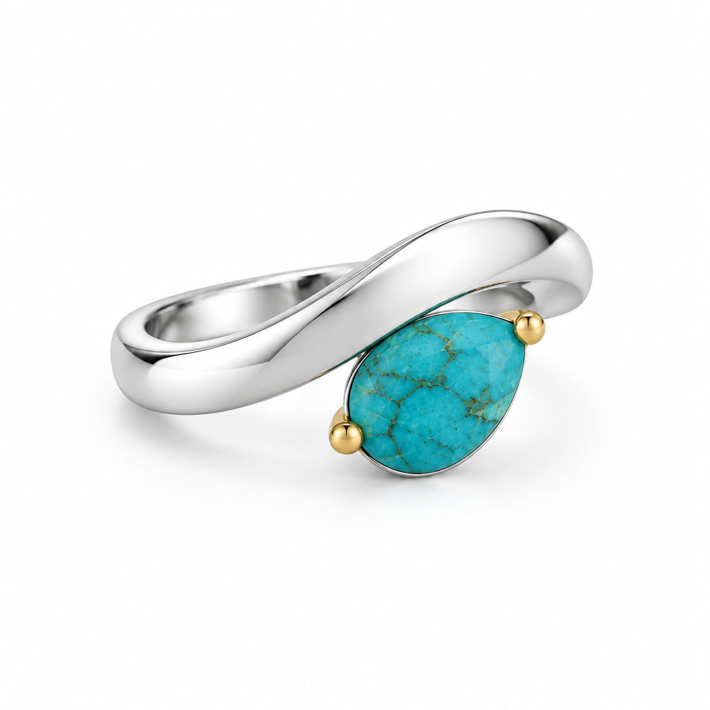 Amethyst and Blue Topaz ring in sterling silver, style R6976 - view 3