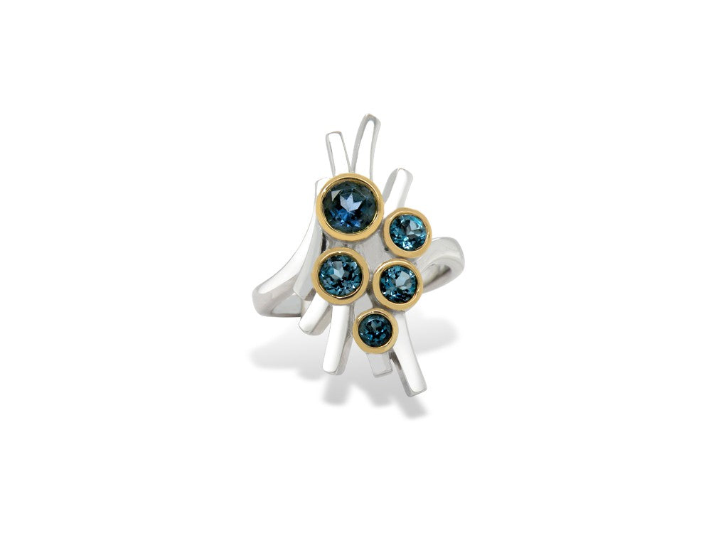 Amethyst and Blue Topaz ring in sterling silver, style R7186 - view 6