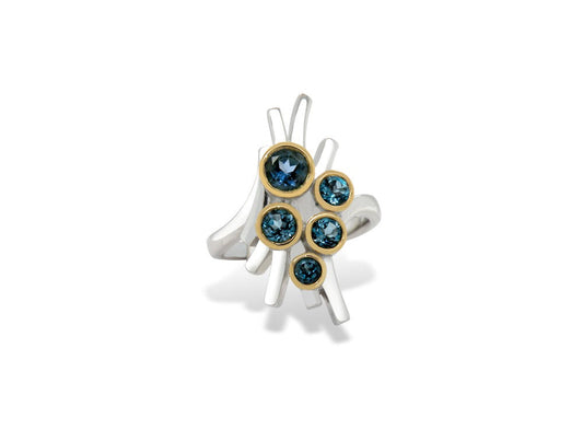Amethyst and Blue Topaz ring in sterling silver by Joryel Vera, style R7186 - view 6