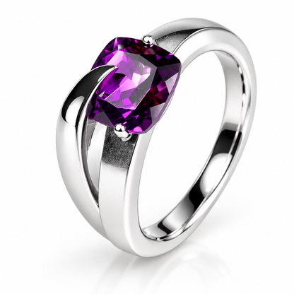 Amethyst and Blue Topaz ring in sterling silver, style R5825 - view 4