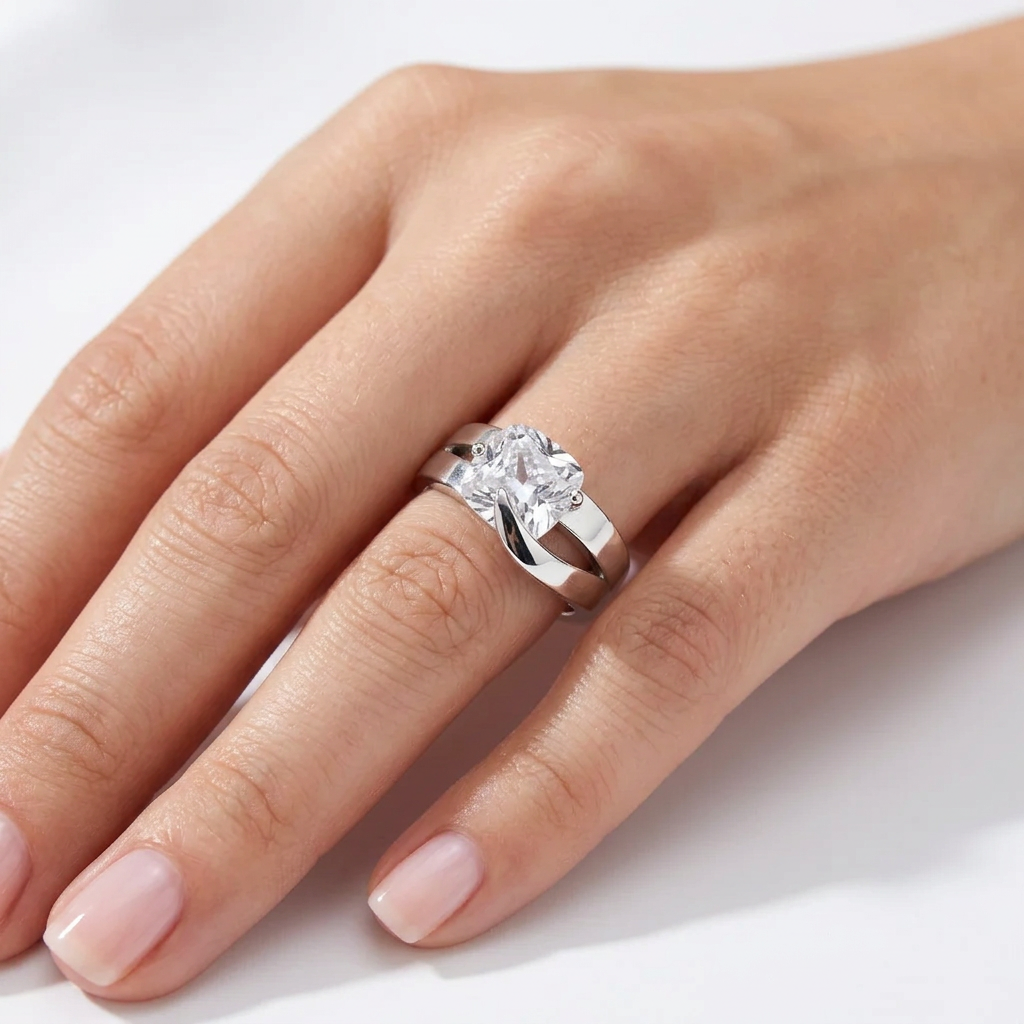 Faceted Cushion Cut Gemstone Ring in 925 Sterling Silver | R5825