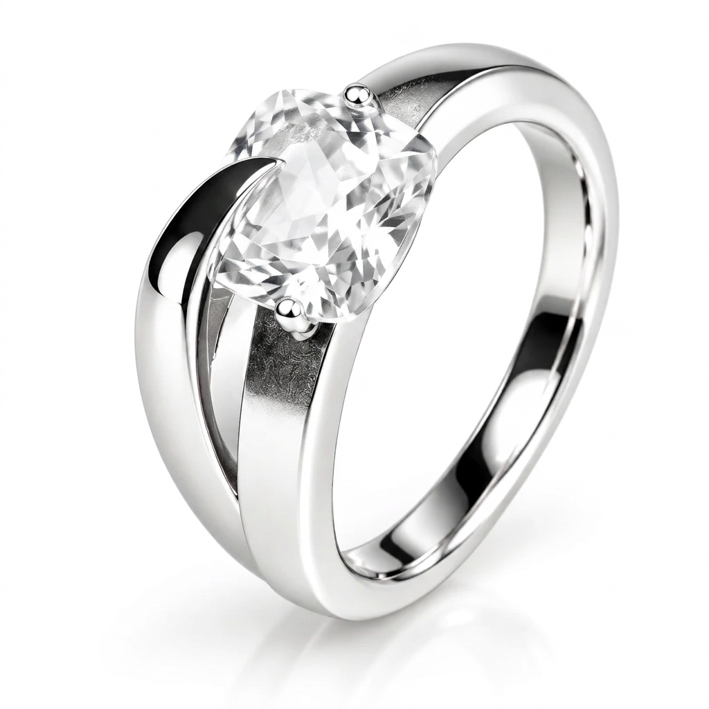 Faceted Cushion Cut Gemstone Ring in 925 Sterling Silver | R5825