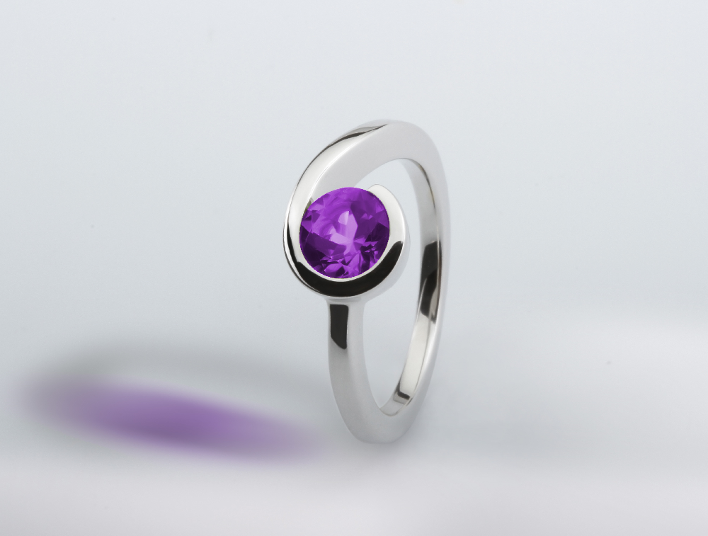 Amethyst and Blue Topaz ring in sterling silver, style R4285 - view 2
