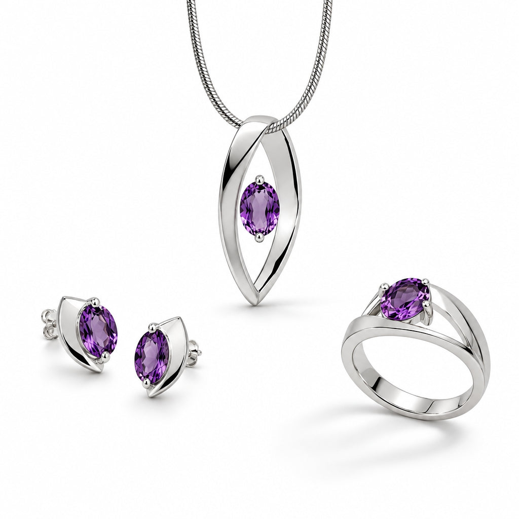 Amethyst and Blue Topaz jewelry set in sterling silver - view 3