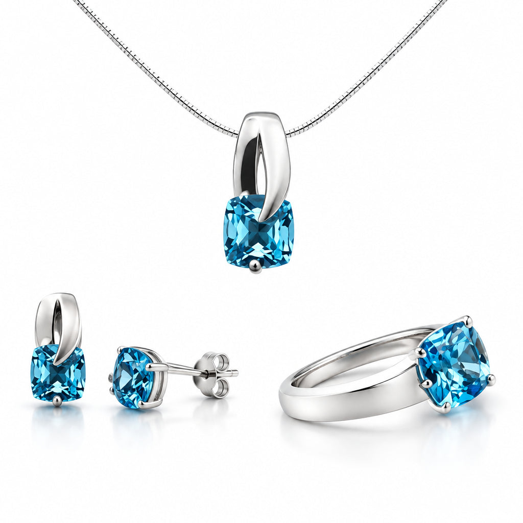 Amethyst and Blue Topaz jewelry set in sterling silver - view 3