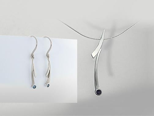 Blue Topaz and Iolite jewelry set in sterling silver