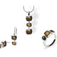 Honey Quartz and Smokey Quartz jewelry set in sterling silver - view 2