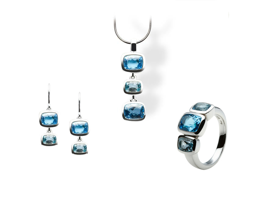 Honey Quartz and Smokey Quartz jewelry set in sterling silver