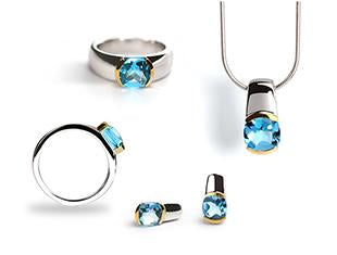 CONTEMPORARY CLASSIC BUFF TOP GEMSTONE SET - Charizzma Jewelry