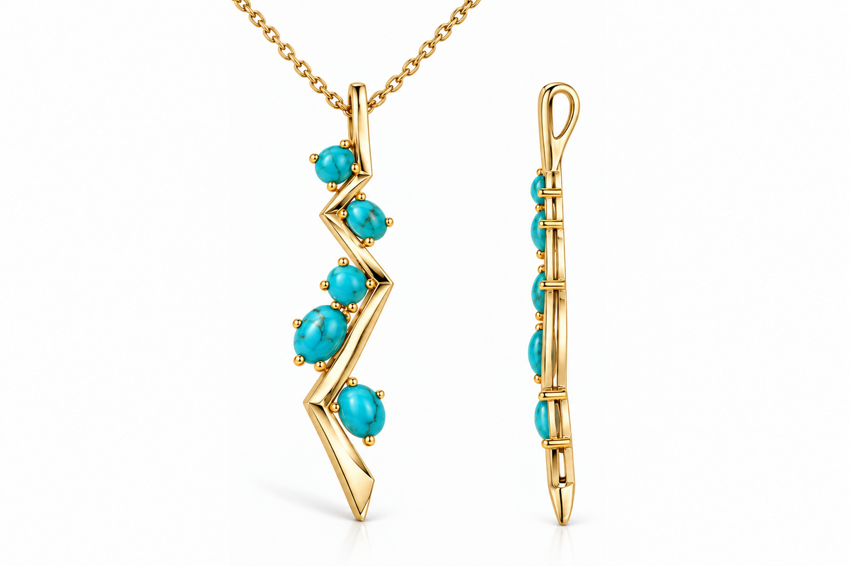 Abstract Turquoise Pendant | P3999 - view 2