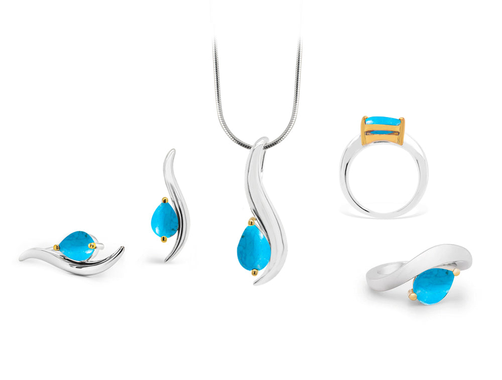 Garnet and London Blue Topaz jewelry set in sterling silver, style SET255 - view 6