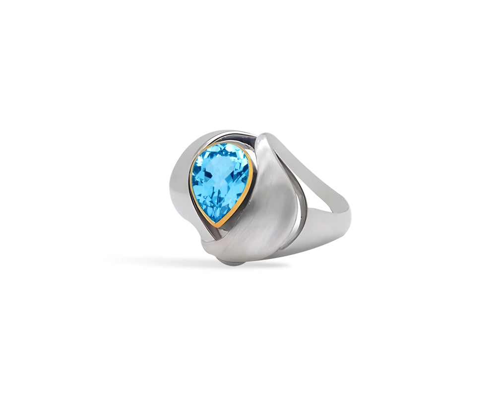 Citrine and Green Amethyst ring in sterling silver, style R6127 - view 4