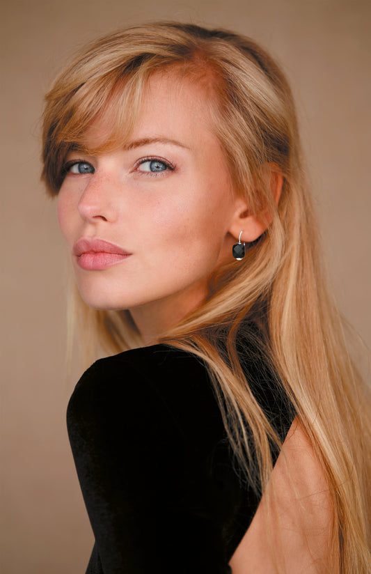 Black Onyx earrings in sterling silver by Joryel Vera, style E3915