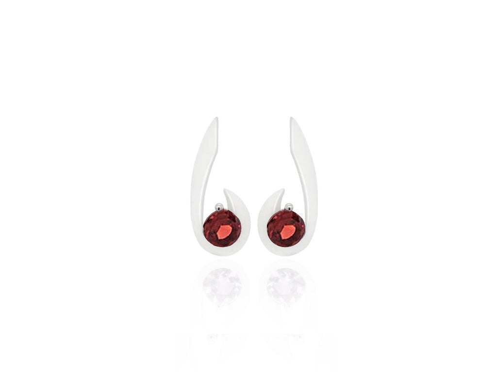 Garnet and London Blue Topaz earrings in sterling silver, style E9326 - view 3