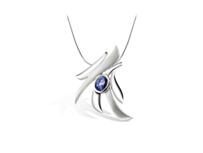 Blue Topaz and Garnet pendant in sterling silver, style P6138