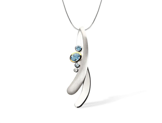 Multi Gemstone Pendant P6141 - P6141 Blue Topaz/Sky Blue Topaz/ White Topaz - Pendant