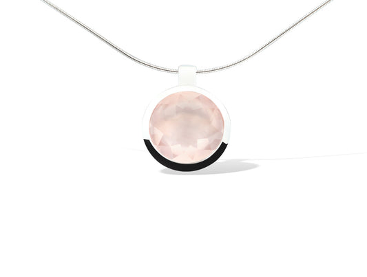 Rose Quartz pendant in sterling silver, style P4819