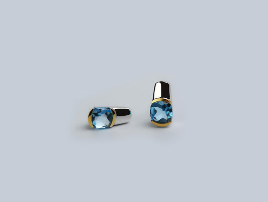 Buff Top Gemstone Earring E7776 - E7776 Blue Topaz - Earring