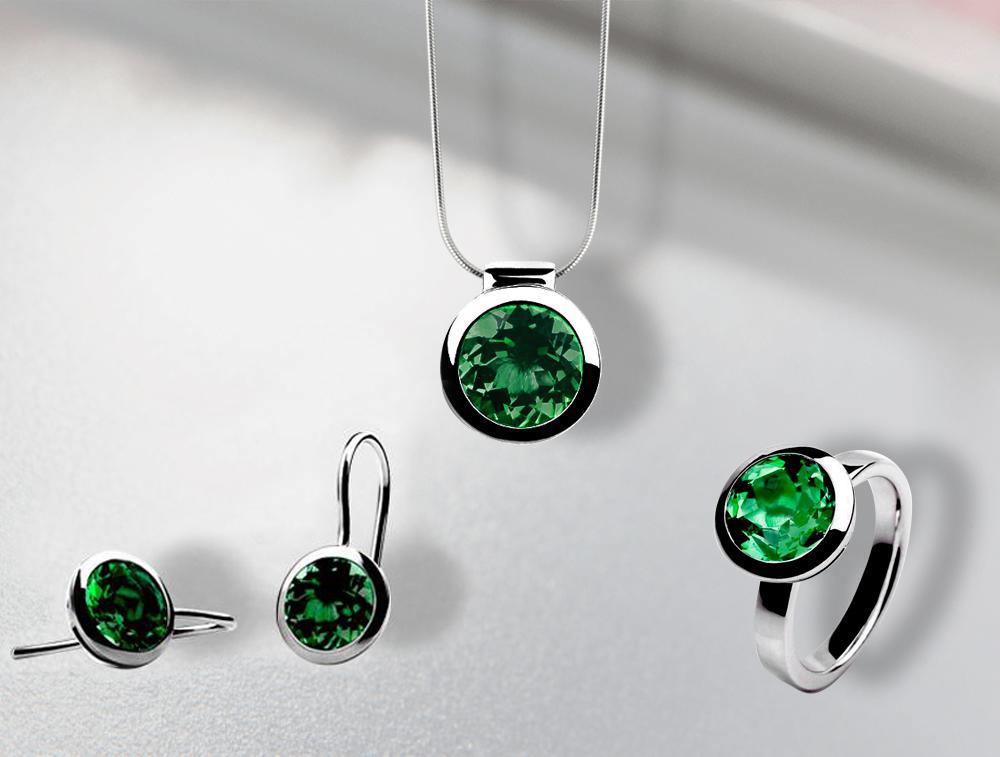 Blue Topaz and Green Quartz jewelry set in sterling silver - view 2
