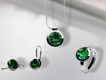 Blue Topaz and Green Quartz jewelry set in sterling silver - view 2