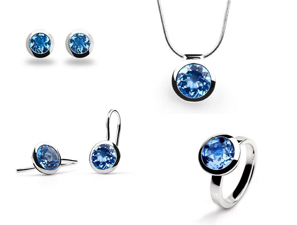 Blue Topaz and Green Quartz jewelry set in sterling silver