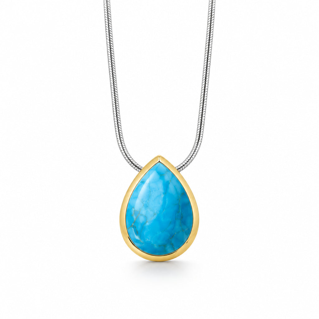 Sky Blue Topaz and Green Quartz pendant in sterling silver, style P6995 - view 5