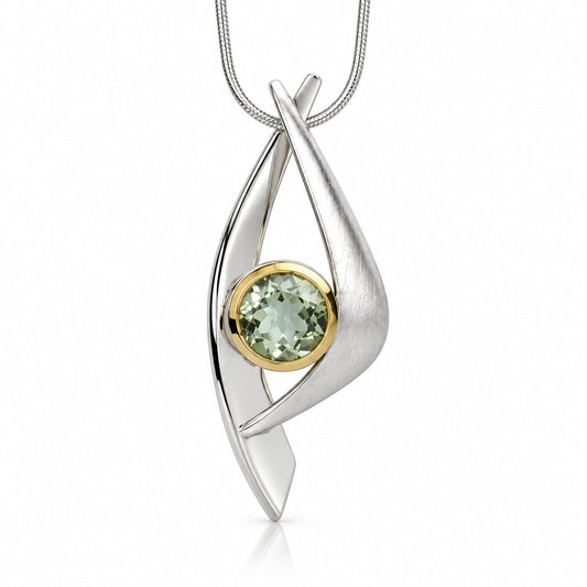 Green Amethyst and Sky Blue Topaz pendant in sterling silver, style P6545