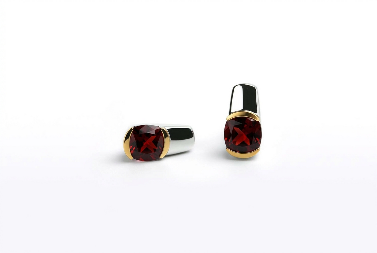 Buff Top Gemstone Earrings in 925 Sterling Silver | E7776 - view 2