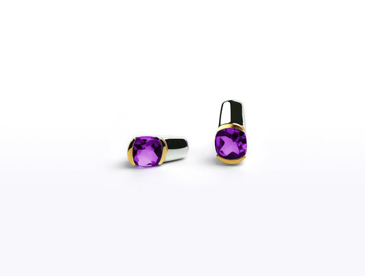 Amethyst and Blue Topaz earrings in sterling silver, style E7776 - view 3