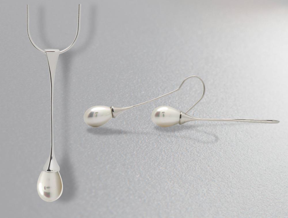 Pearl jewelry set in sterling silver