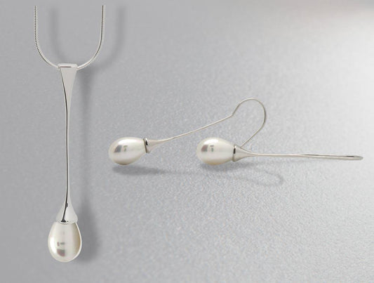 Pearl jewelry set in sterling silver