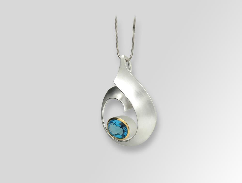 Amethyst and Blue Topaz pendant in sterling silver, style P7356 - view 3