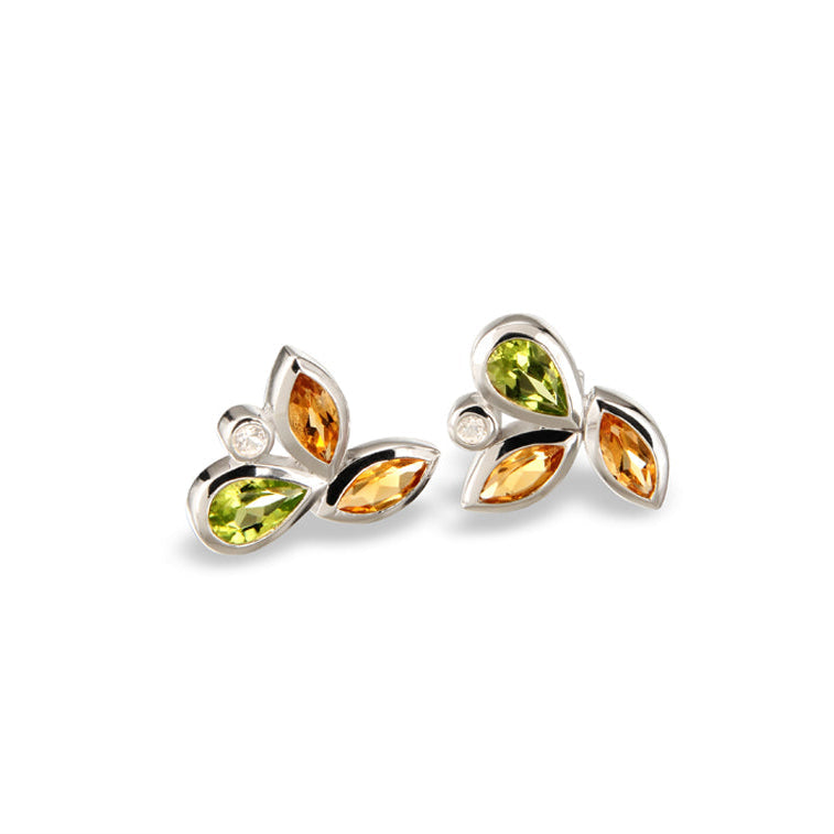 Amethyst, Iolite and White Topaz earrings in sterling silver, style E4302 - view 2