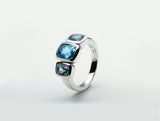 Classic Roman 3 Stone Ring R4509 - R4509 Blue Topaz and Blue Topaz Sky - Ring