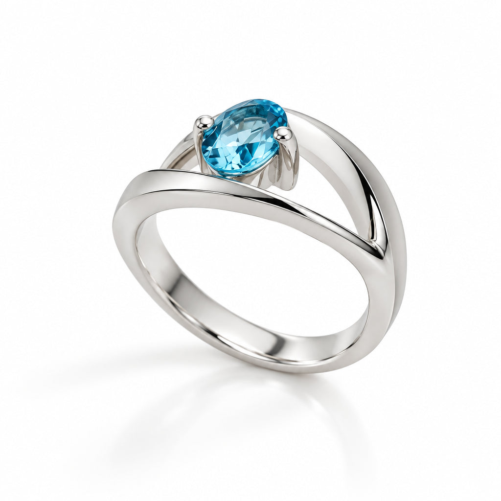 Amethyst and Blue Topaz ring in sterling silver, style R6986 - view 5