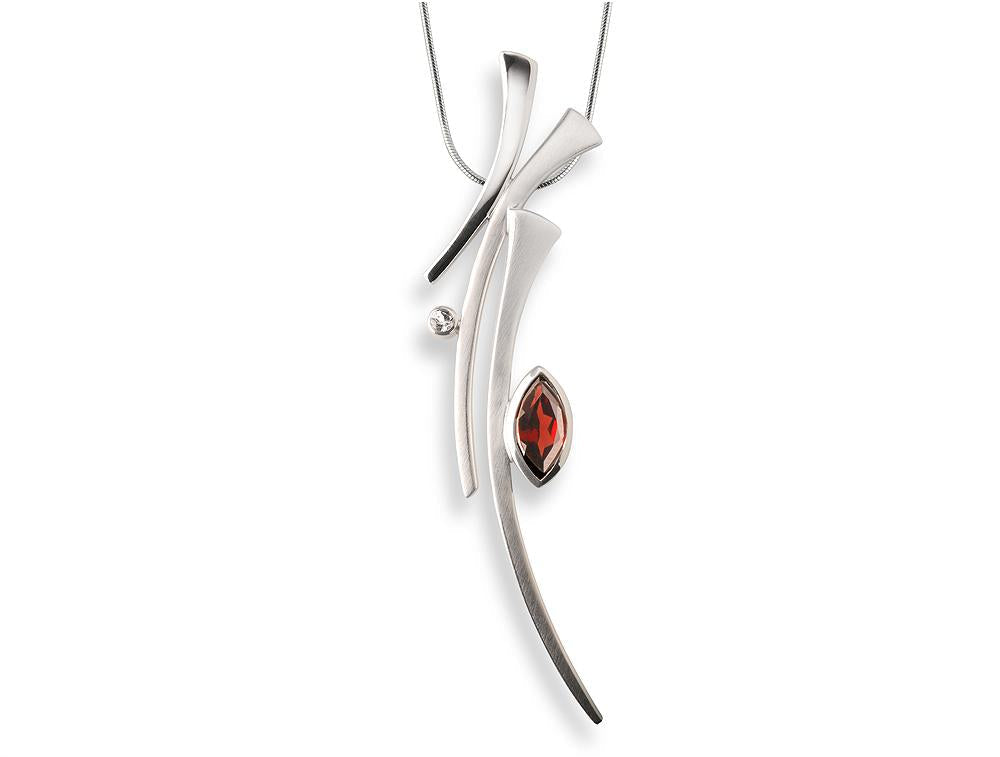 Blue Topaz and Garnet jewelry set in sterling silver, style P6104