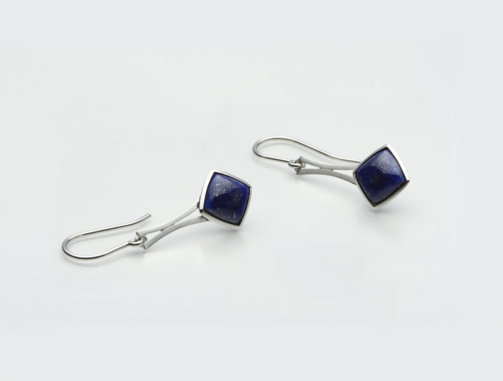 Labradorite and Lapis Lazuli earrings in sterling silver, style E7796 - view 2