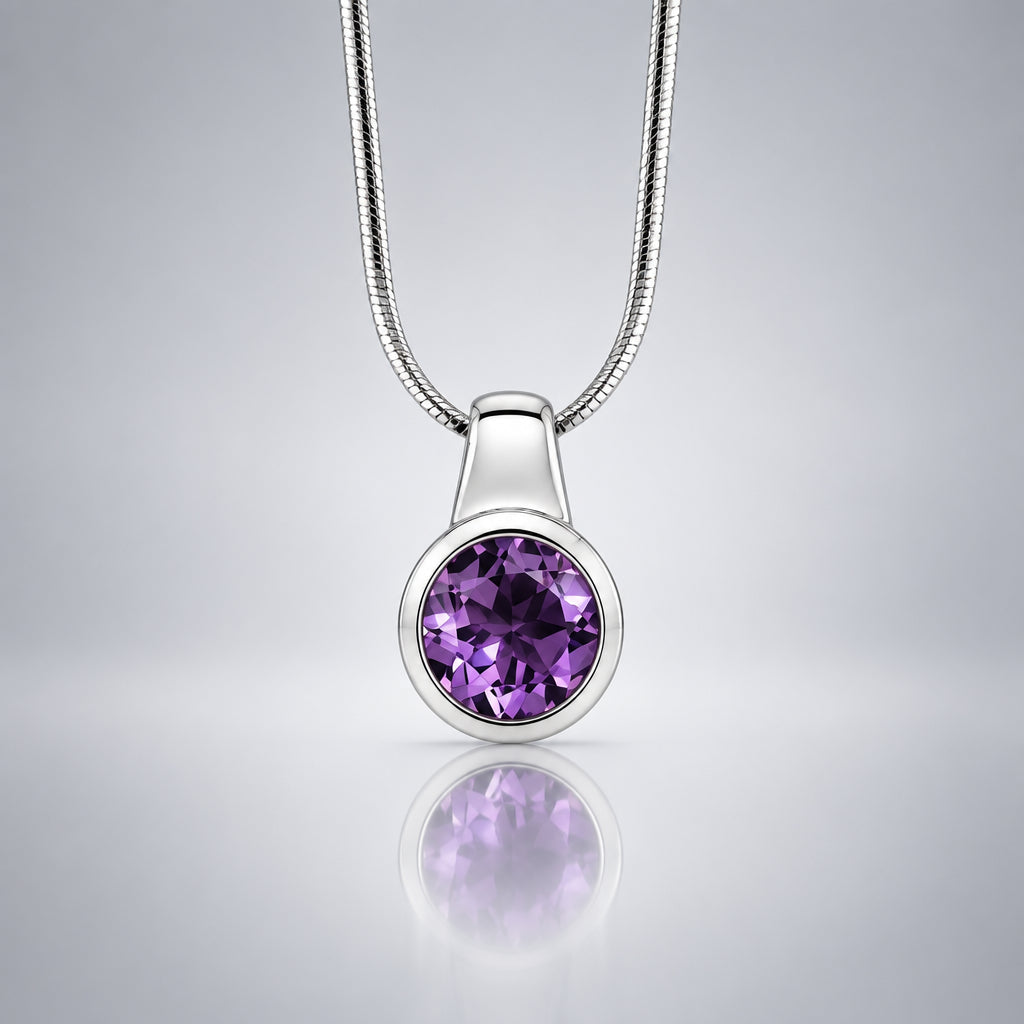 Amethyst and Blue Topaz pendant in sterling silver, style P6972 - view 3