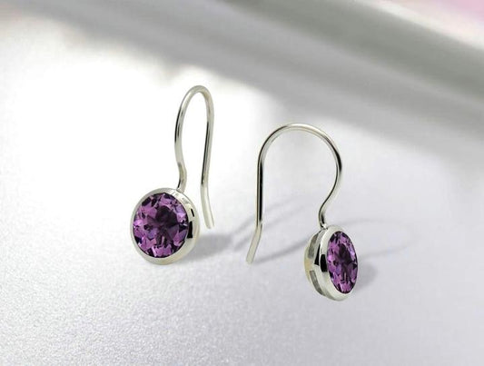 Brilliant Cut Gemstone Wire Earring E3183 - E3183 Amethyst - Earring