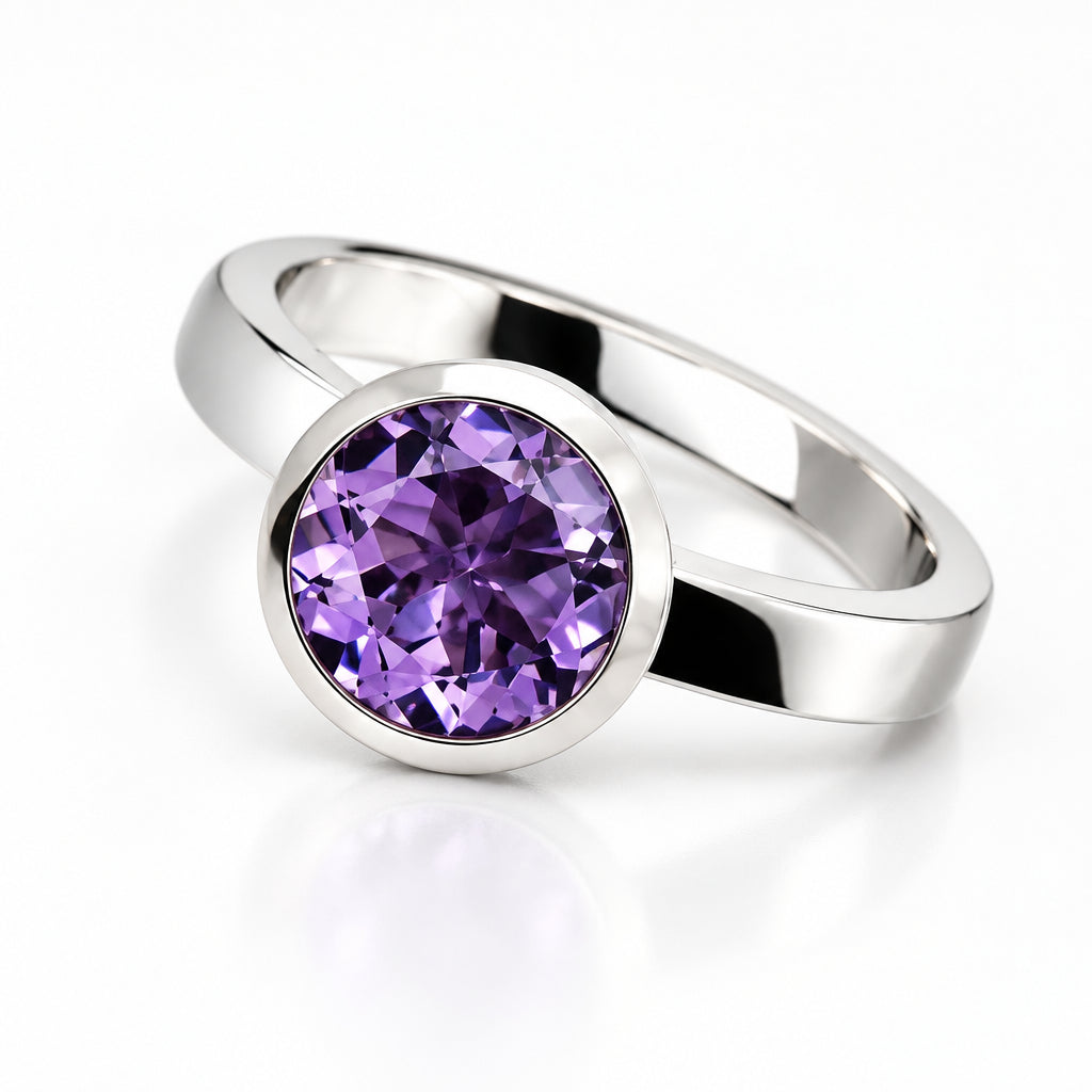 Amethyst and Blue Topaz ring in sterling silver, style R3328 - view 4
