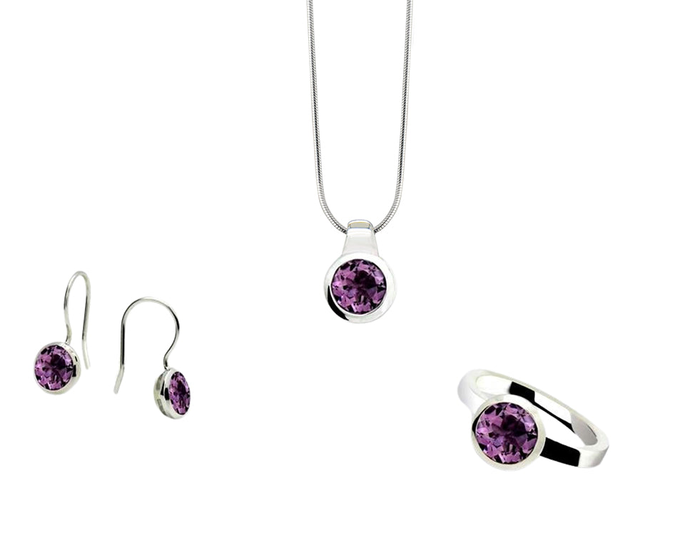 Amethyst and Blue Topaz jewelry set in sterling silver