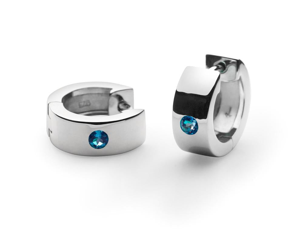 Amethyst and Blue Topaz earrings in sterling silver, style E2384 - view 2