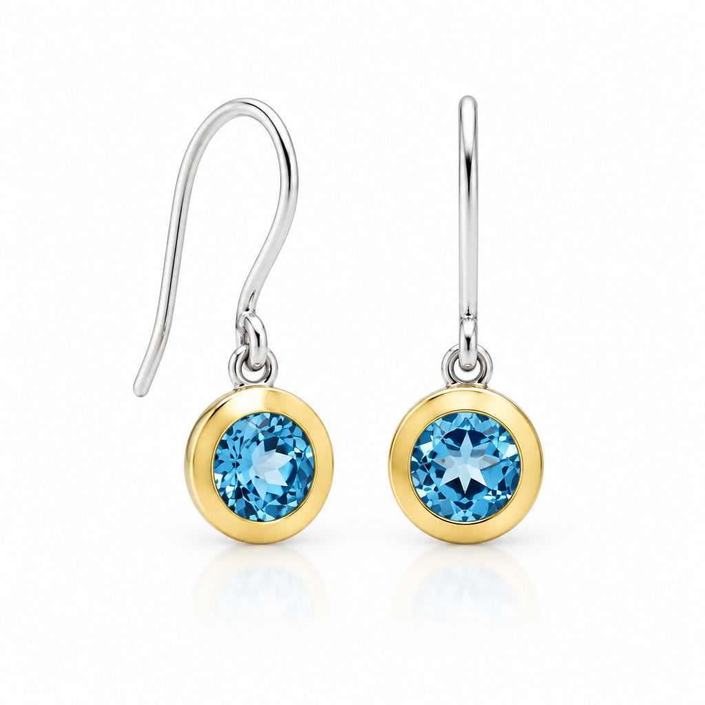 Blue Topaz and Citrine earrings in sterling silver, style E4113 - view 3